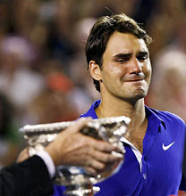 Roger Federer llorando